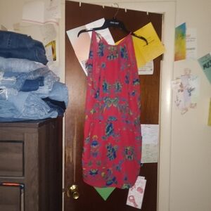 ALI RO Red Floral Halter Dress XS